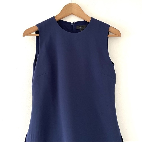 Theory Malkan Pleated Skirt Navy Crepe Dress - Picture 7 of 11